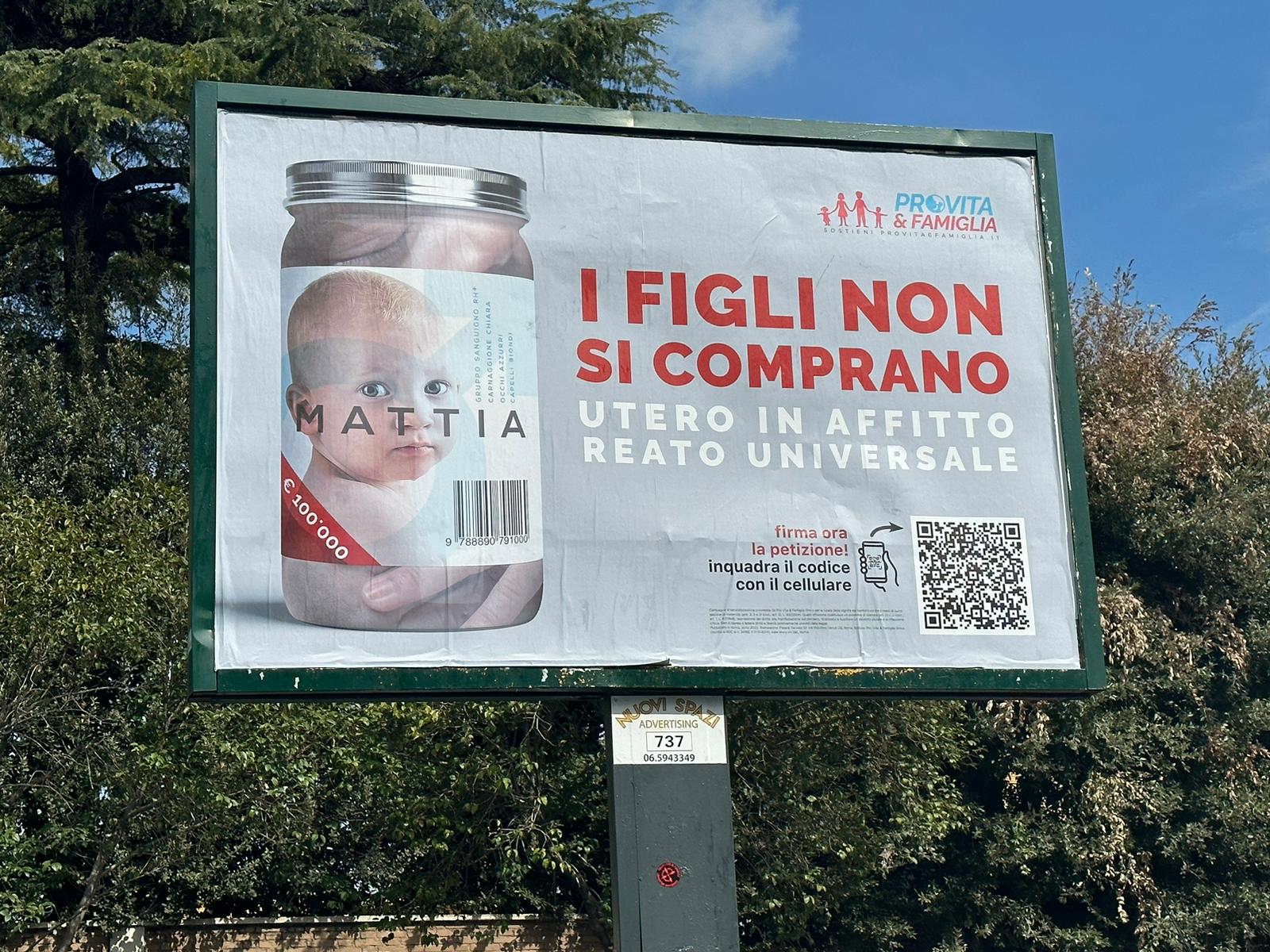 Utero in affitto. Al via i nostri manifesti: figli non si comprano! 1